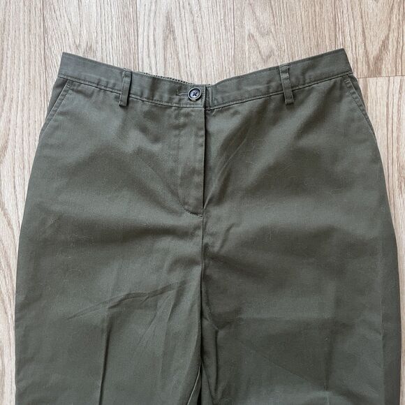 Women's Lands End Olive Green Pants Chino Straight Leg Dress Work - 10 Petite - Picture 3 of 7
